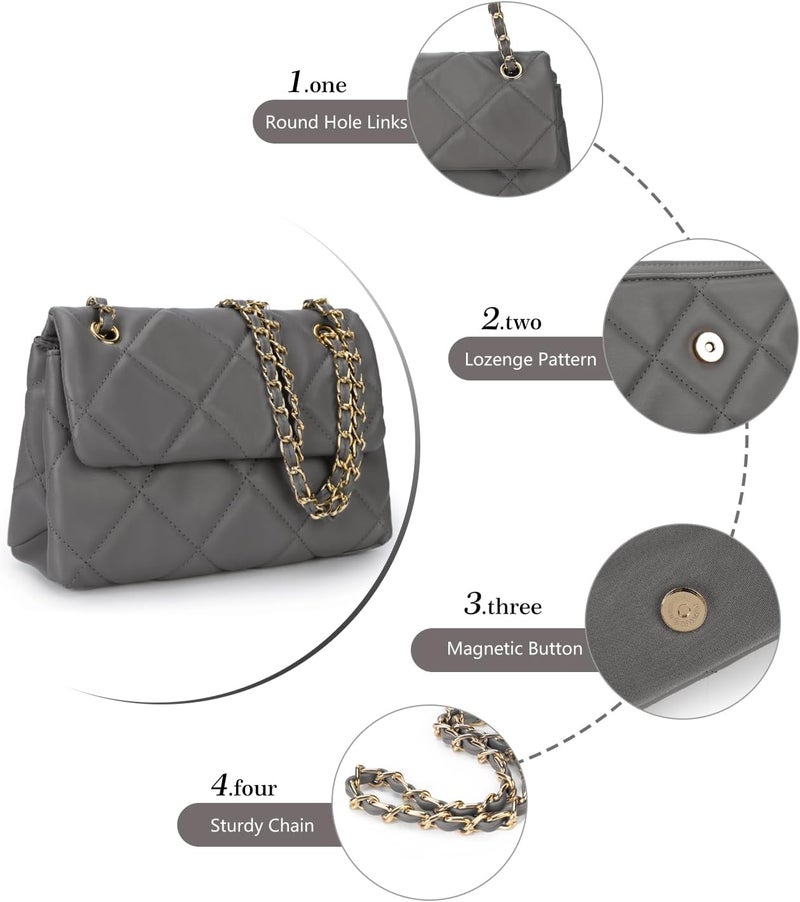 Gladdon Quilted Crossbody Purses for Women Small Ladies Shoulder Bags with Chain Trendy Clutch Purse Cute Designer Bag - Image 4